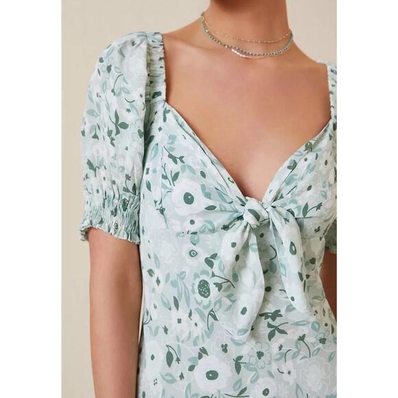 Anthropologie Forever That Girl Sweetheart Mini Dress Size Large Tie Front - Picture 8 of 8